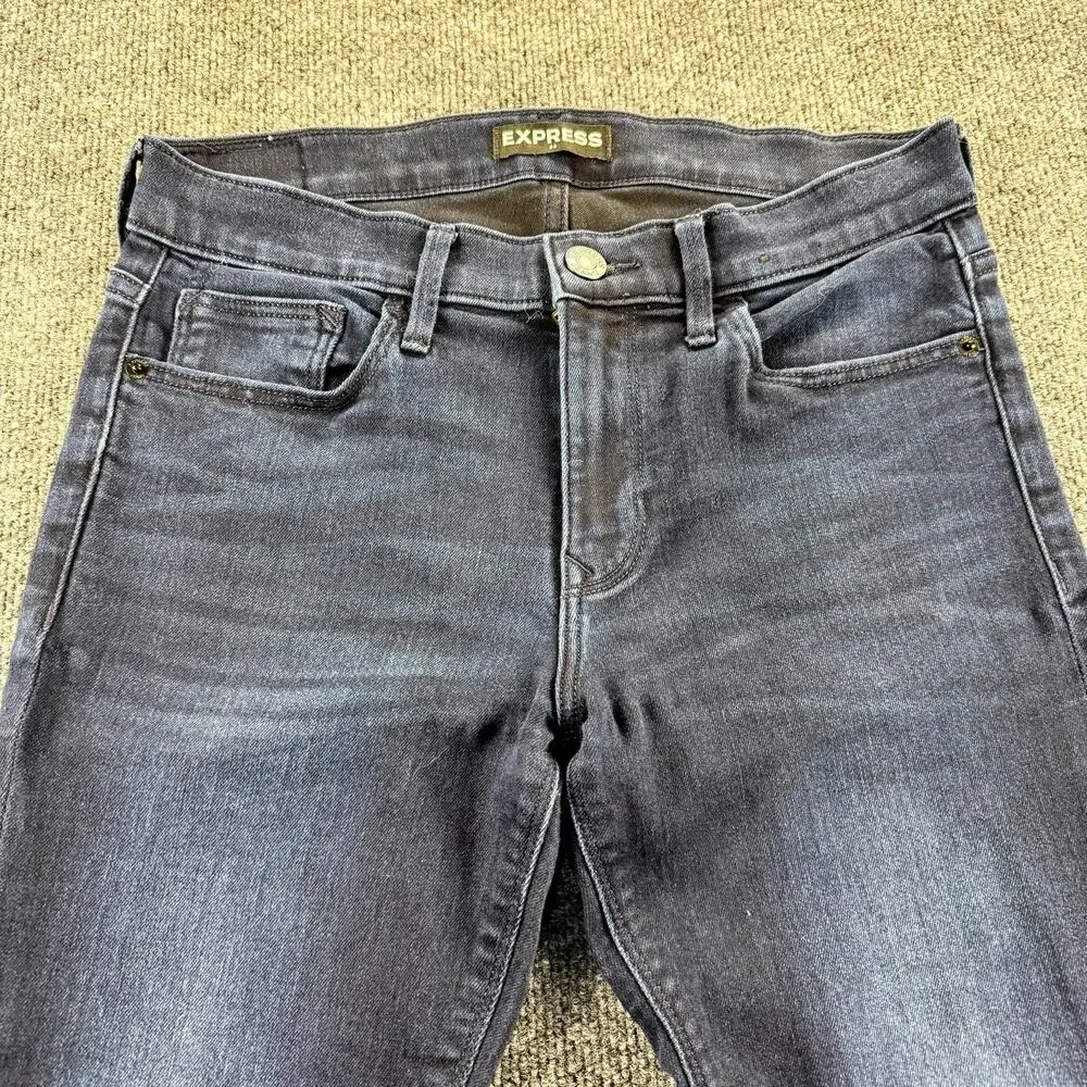 Express Jeans Womens 4R Supersoft Super Skinny Mid Rise Stretch Dark Wash‎ Denim